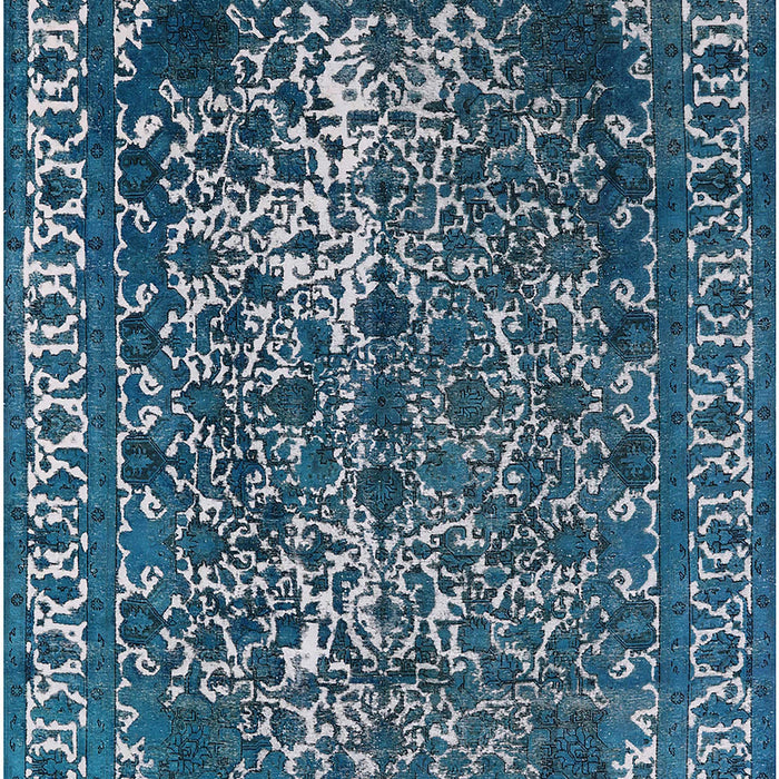 Machine Washable Industrial Modern Koi Blue Rug, wshurb2237