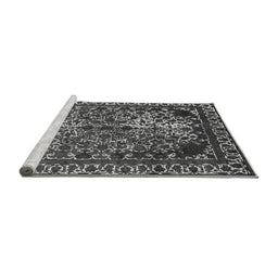 Sideview of Machine Washable Oriental Gray Industrial Rug, wshurb2237gry