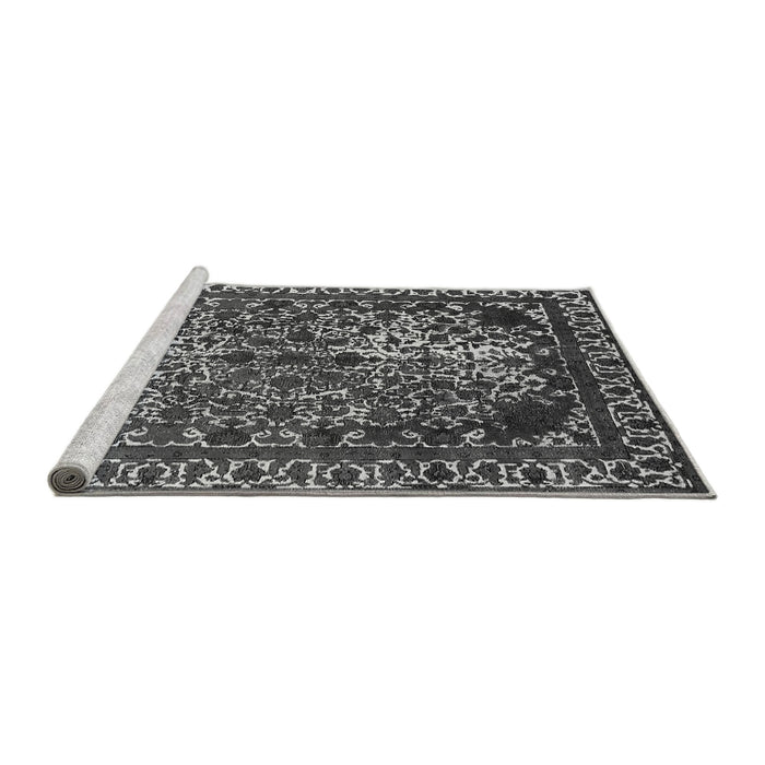 Sideview of Machine Washable Oriental Gray Industrial Rug, wshurb2237gry