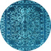 Round Oriental Light Blue Industrial Rug, urb2237lblu