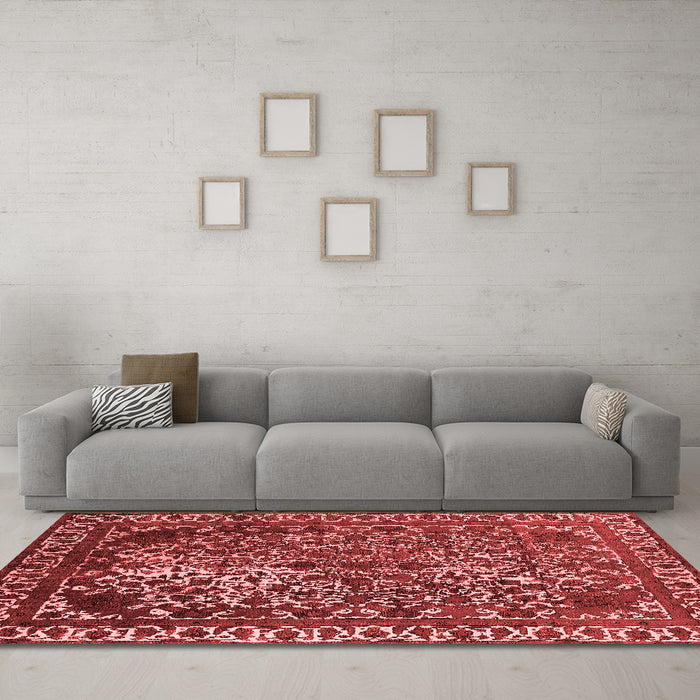 Industrial Red Washable Rugs