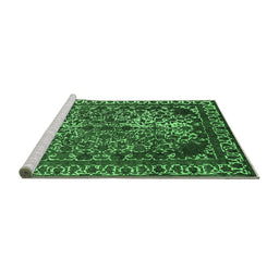 Sideview of Machine Washable Oriental Emerald Green Industrial Area Rugs, wshurb2237emgrn