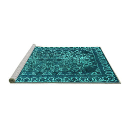 Sideview of Machine Washable Oriental Turquoise Industrial Area Rugs, wshurb2237turq