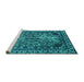 Sideview of Machine Washable Oriental Turquoise Industrial Area Rugs, wshurb2237turq