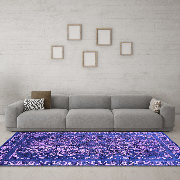 Machine Washable Oriental Purple Industrial Area Rugs in a Living Room, wshurb2237pur