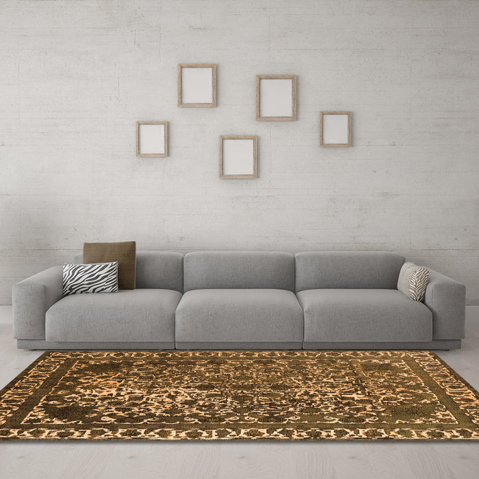 Machine Washable Oriental Orange Industrial Area Rugs in a Living Room, wshurb2237org