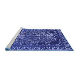 Sideview of Machine Washable Oriental Blue Industrial Rug, wshurb2237blu