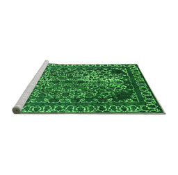 Sideview of Machine Washable Oriental Green Industrial Area Rugs, wshurb2237grn