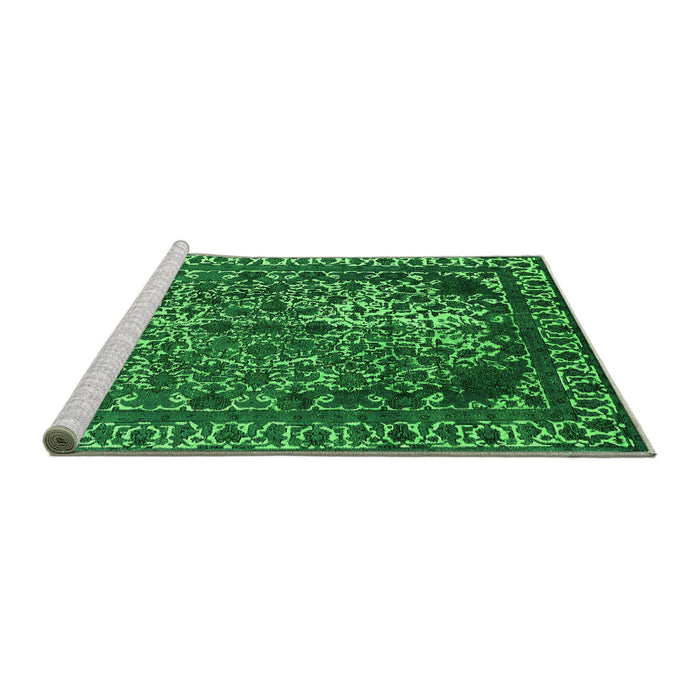 Sideview of Machine Washable Oriental Green Industrial Area Rugs, wshurb2237grn