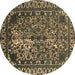 Round Oriental Brown Industrial Rug, urb2237brn