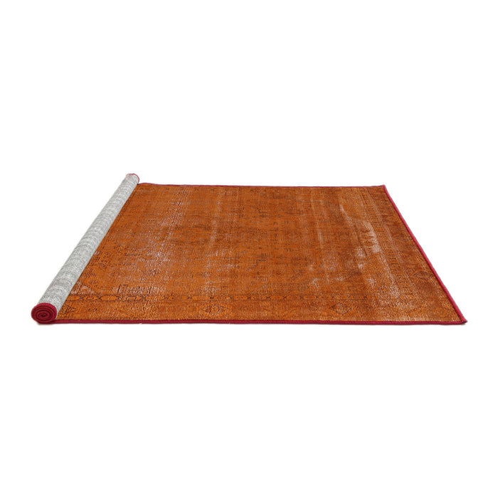 Sideview of Machine Washable Industrial Modern Orange Red Orange Rug, wshurb2238
