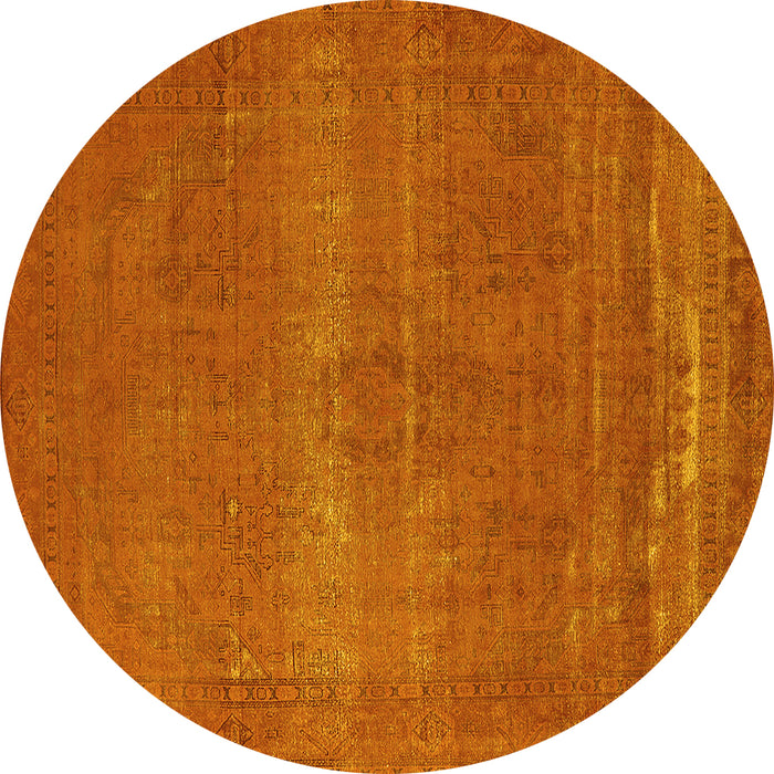 Round Oriental Yellow Industrial Rug, urb2238yw