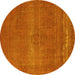 Round Oriental Yellow Industrial Rug, urb2238yw