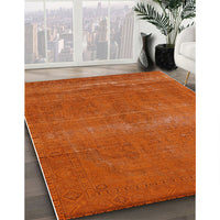 Mid-Century Modern Orange Red Orange Oriental Rug, urb2238