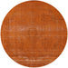 Round Machine Washable Industrial Modern Orange Red Orange Rug, wshurb2238