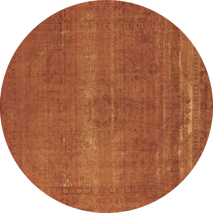 Round Machine Washable Oriental Brown Industrial Rug, wshurb2238brn