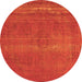 Round Machine Washable Oriental Orange Industrial Area Rugs, wshurb2238org