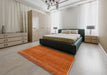 Mid-Century Modern Orange Red Orange Oriental Rug in a Bedroom, urb2238