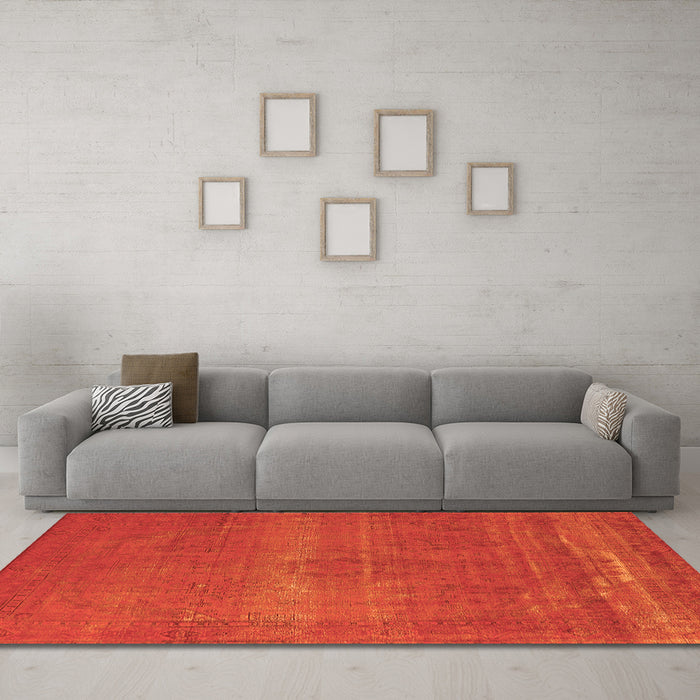 Machine Washable Oriental Orange Industrial Area Rugs in a Living Room, wshurb2238org
