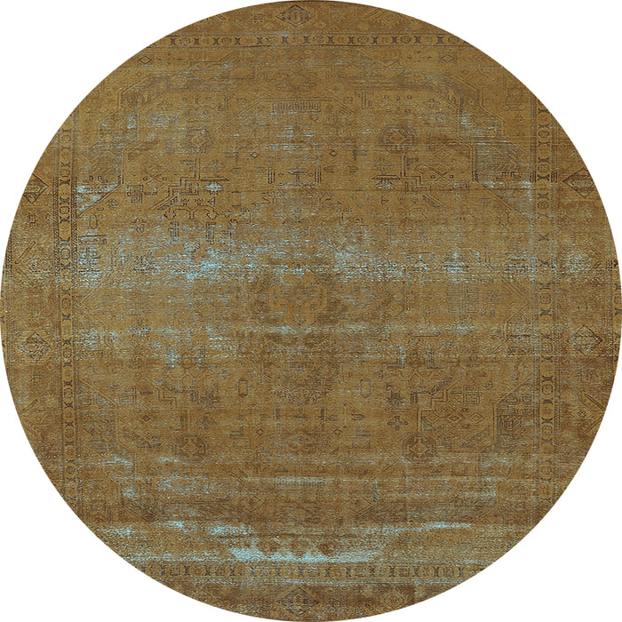 Round Oriental Light Blue Industrial Rug, urb2238lblu