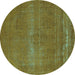 Round Oriental Turquoise Industrial Rug, urb2238turq