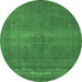 Round Oriental Emerald Green Industrial Rug, urb2238emgrn