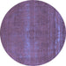 Round Oriental Blue Industrial Rug, urb2238blu