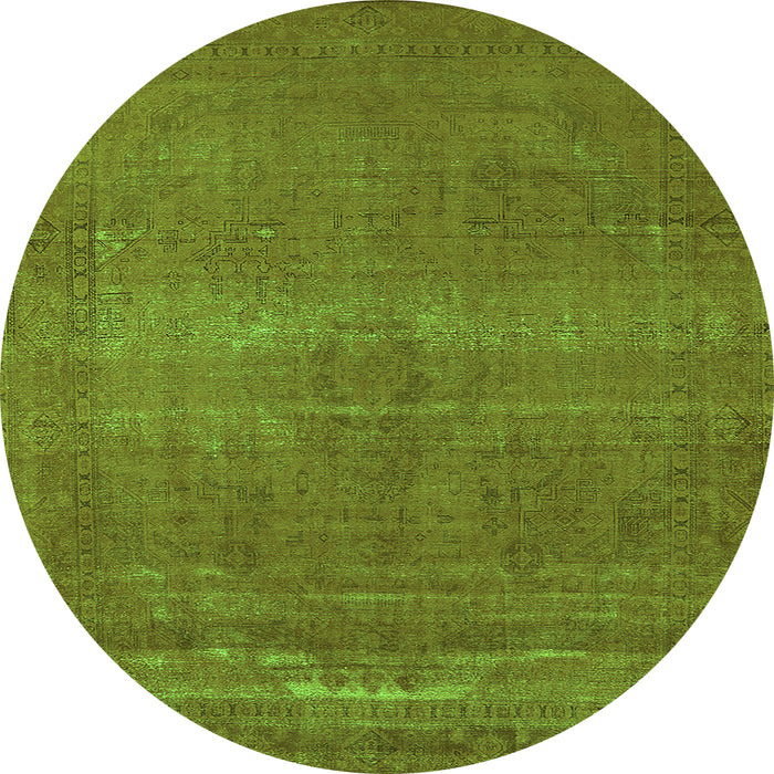 Round Oriental Green Industrial Rug, urb2238grn
