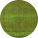 Round Oriental Green Industrial Rug, urb2238grn