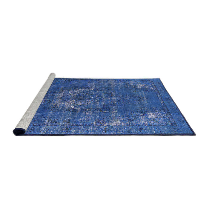 Sideview of Machine Washable Industrial Modern Sapphire Blue Rug, wshurb2239