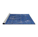 Sideview of Machine Washable Industrial Modern Sapphire Blue Rug, wshurb2239