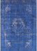 Machine Washable Industrial Modern Sapphire Blue Rug, wshurb2239