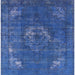 Square Mid-Century Modern Sapphire Blue Persian Rug, urb2239