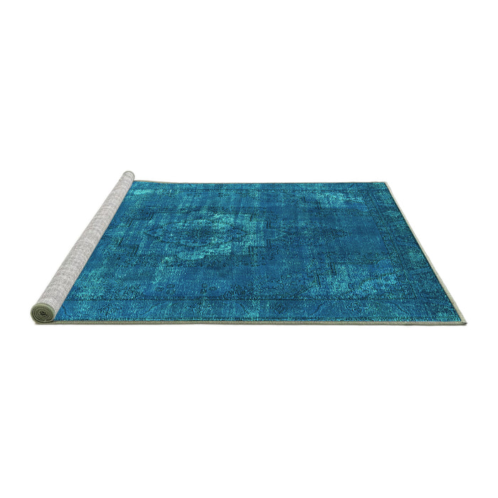 Sideview of Machine Washable Persian Turquoise Bohemian Area Rugs, wshurb2239turq