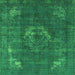 Square Machine Washable Persian Green Bohemian Area Rugs, wshurb2239grn