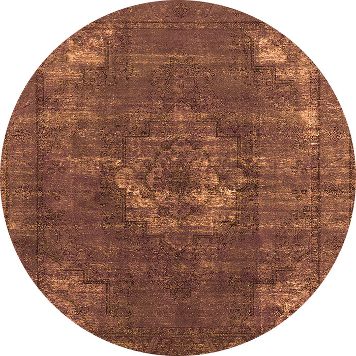 Round Machine Washable Persian Orange Bohemian Area Rugs, wshurb2239org