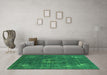 Machine Washable Persian Green Bohemian Area Rugs in a Living Room,, wshurb2239grn