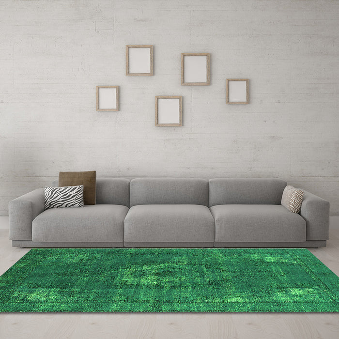 Machine Washable Persian Green Bohemian Area Rugs in a Living Room,, wshurb2239grn