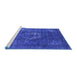 Sideview of Machine Washable Persian Blue Bohemian Rug, wshurb2239blu