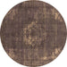 Round Persian Brown Bohemian Rug, urb2239brn