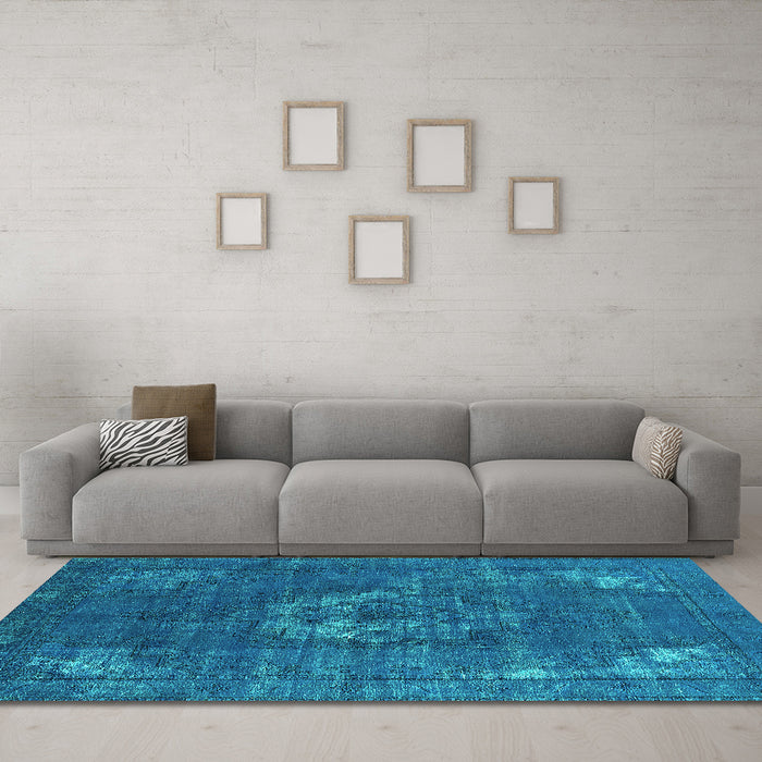Machine Washable Persian Turquoise Bohemian Area Rugs in a Living Room,, wshurb2239turq