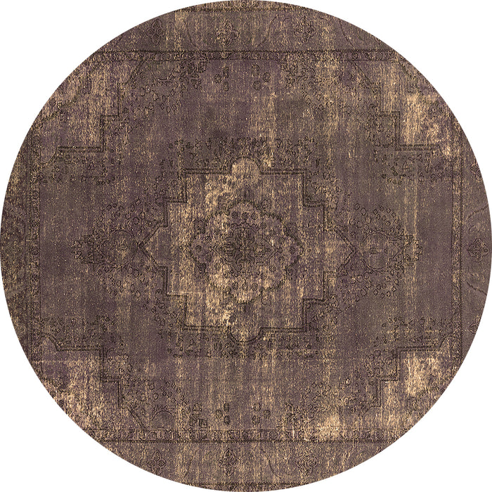 Round Machine Washable Persian Brown Bohemian Rug, wshurb2239brn