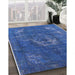 Mid-Century Modern Sapphire Blue Persian Rug in Family Room, urb2239