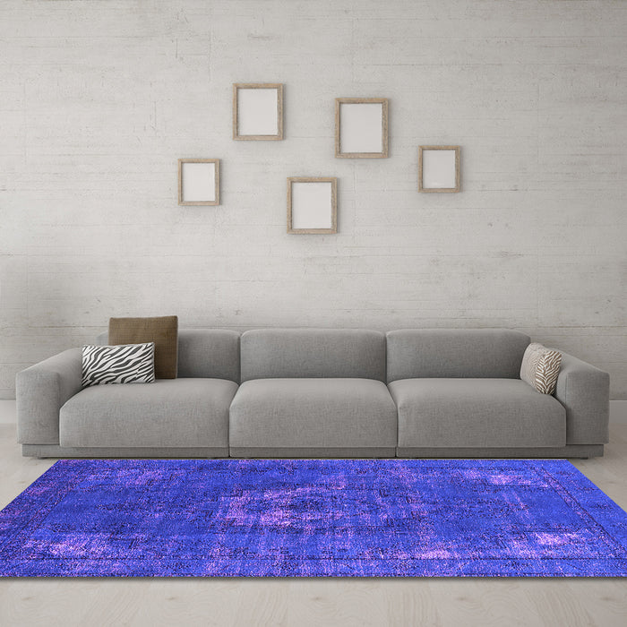 Machine Washable Persian Purple Bohemian Area Rugs in a Living Room, wshurb2239pur