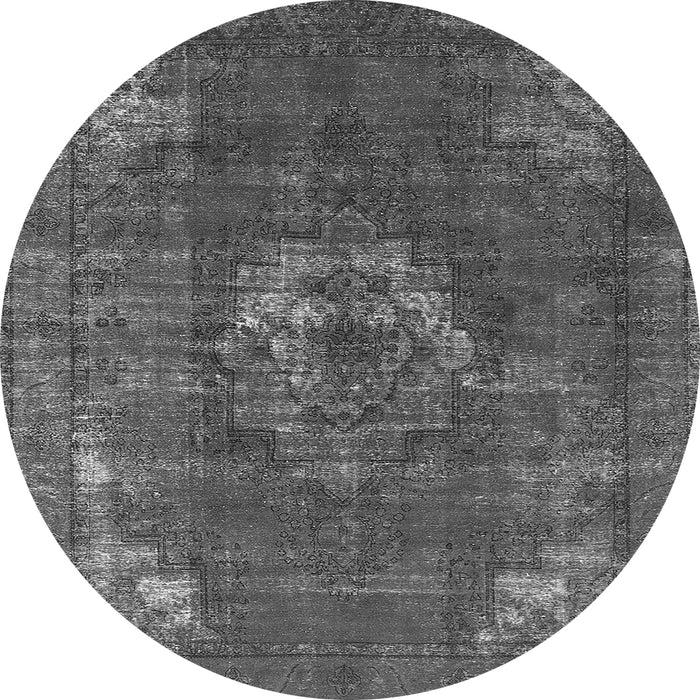 Round Machine Washable Persian Gray Bohemian Rug, wshurb2239gry