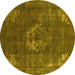 Round Machine Washable Persian Yellow Bohemian Rug, wshurb2239yw