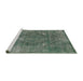 Sideview of Machine Washable Industrial Modern Green Rug, wshurb2240