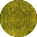 Round Oriental Yellow Industrial Rug, urb2240yw