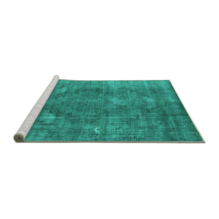 Sideview of Machine Washable Oriental Turquoise Industrial Area Rugs, wshurb2240turq