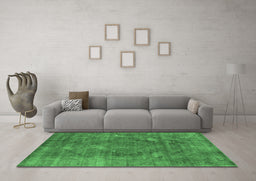 Machine Washable Oriental Emerald Green Industrial Area Rugs in a Living Room,, wshurb2240emgrn